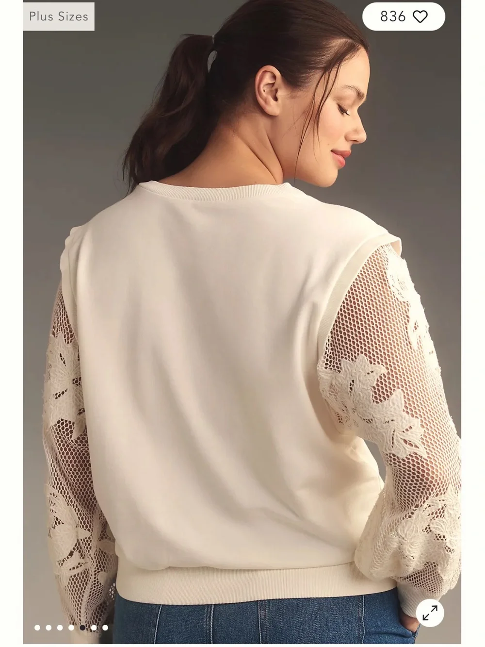 By Anthropologie Embroidered Cutwork Sweatshirt